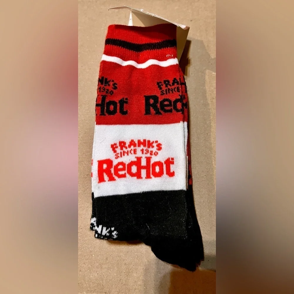 NWT Frank's RedHot Sauce Crew Socks | 2 Pair Pack | Men's Size 8-12 Foodie Gift